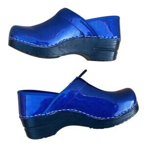 Sanita Professional Clogs Blue Marbled Patent Leather Nurse Shoe SZ 4 EU 35